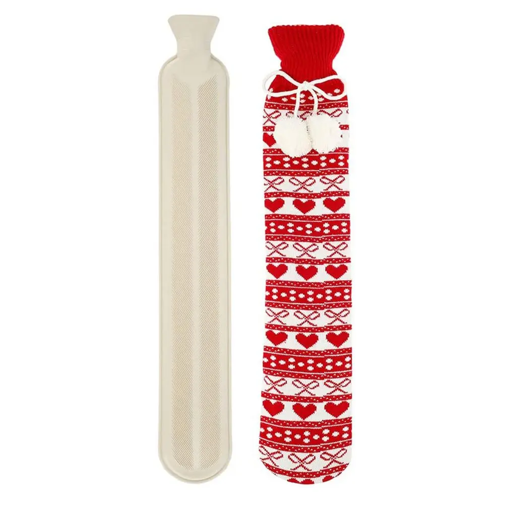 

Длинная бутылка для горячей воды с крышкой, 2 л, резиновая бутылка для горячей воды для облегчения боли, безопасная сумка для горячей воды