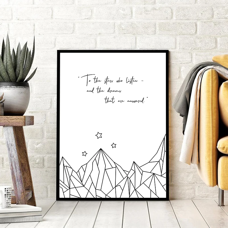 

ACOMAF SJM Bookish Gift Quote Canvas Painting To The Stars Who Listen Print ACOTAR Series Night Court Poster Home Wall Decor
