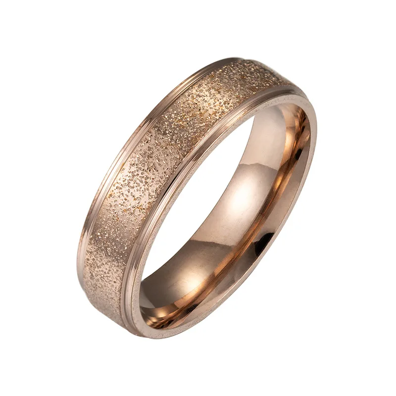 

Charm Stainless Steel Frosted Rose Gold Rings Plating Trendy Couple Rings Wedding Bands Party Jewelry Gift