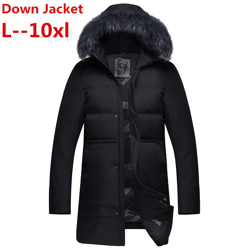 Мужской пуховик с меховым воротником и капюшоном размеры до 8XL | Мужская одежда