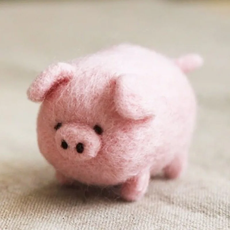 Милые животные Свинья Панда из шерстяного войлока иглы Вязание DIY шерстяной