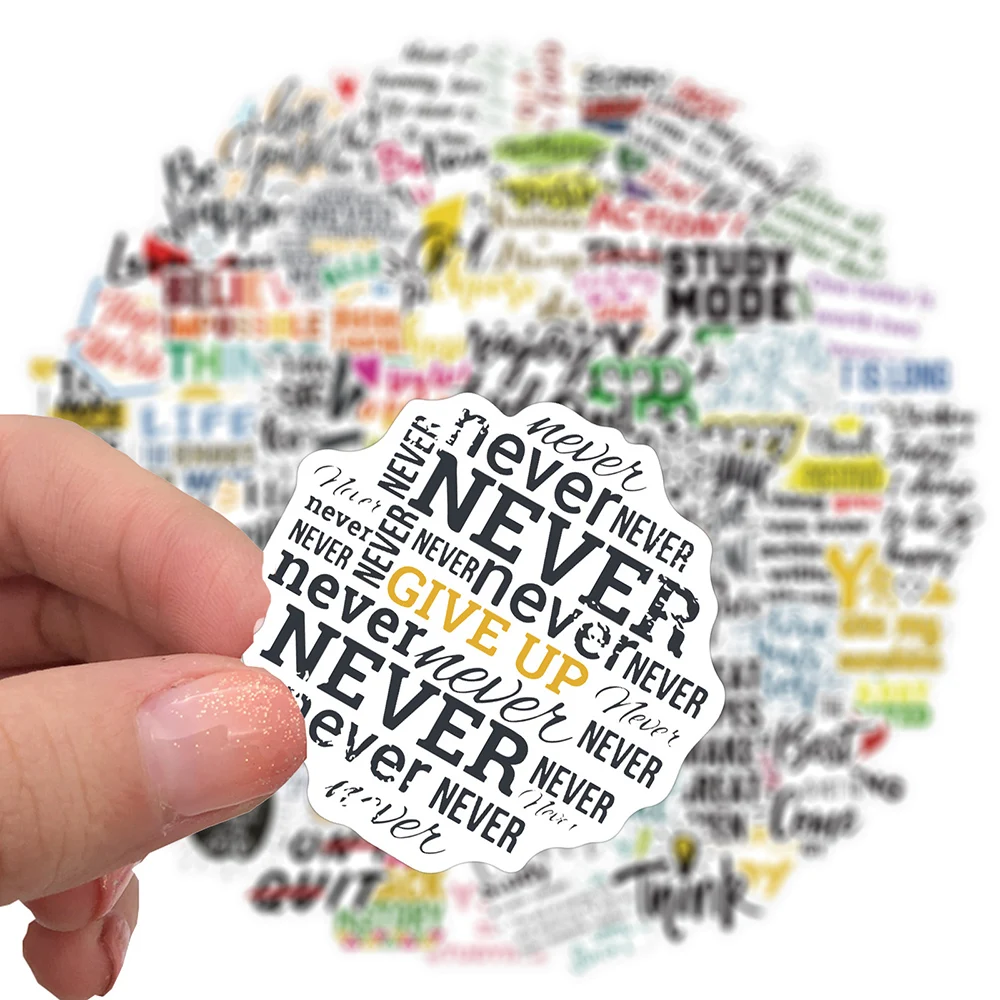 103050100pcs motivational learning phrases stickers laptop guitar luggage skateboard waterproof cool sticker decal kid toy free global shipping