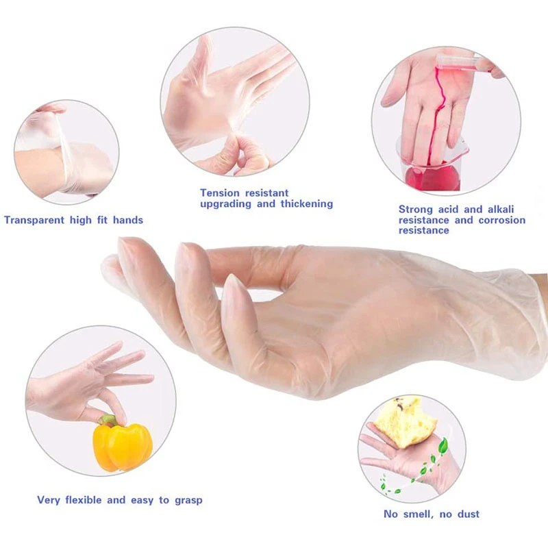 

100 Pcs Protective Gloves Disposable Industrial Vinyl Gloves- Multi Purpose, PVC Transparent Cleaning Health Gloves