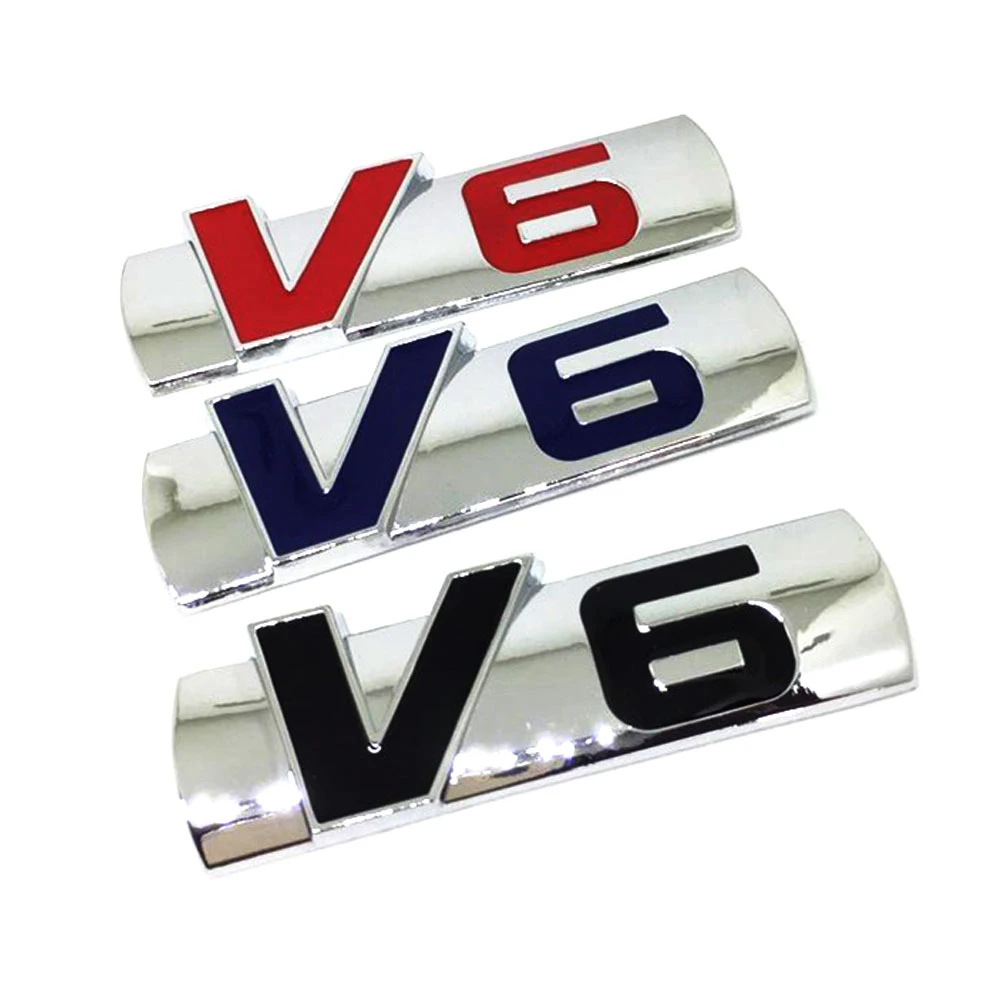 

1Pcs Personalized 3D Car Stickers Metal V6 Car Stickers Badge Decoration Stickers Universal For Most Cars