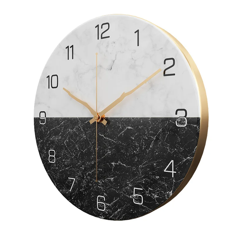 

European-style Imitation Marble Wall Clock Living Room Minimalist Silent Art Clocks Simple Decorative Modern Kitchen Office