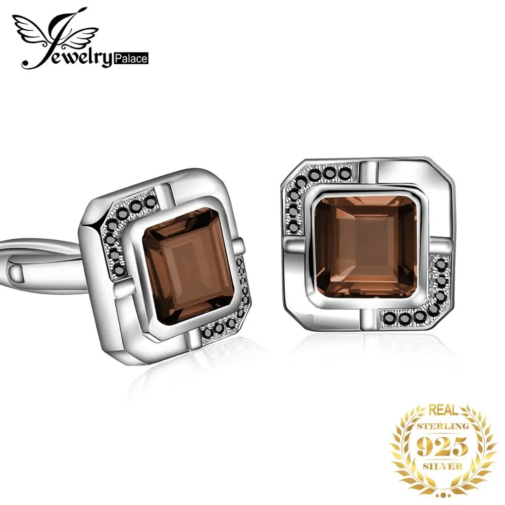 Jewelrypalace мужские запонки из натурального дымчатого кварца с черной шпинелью на