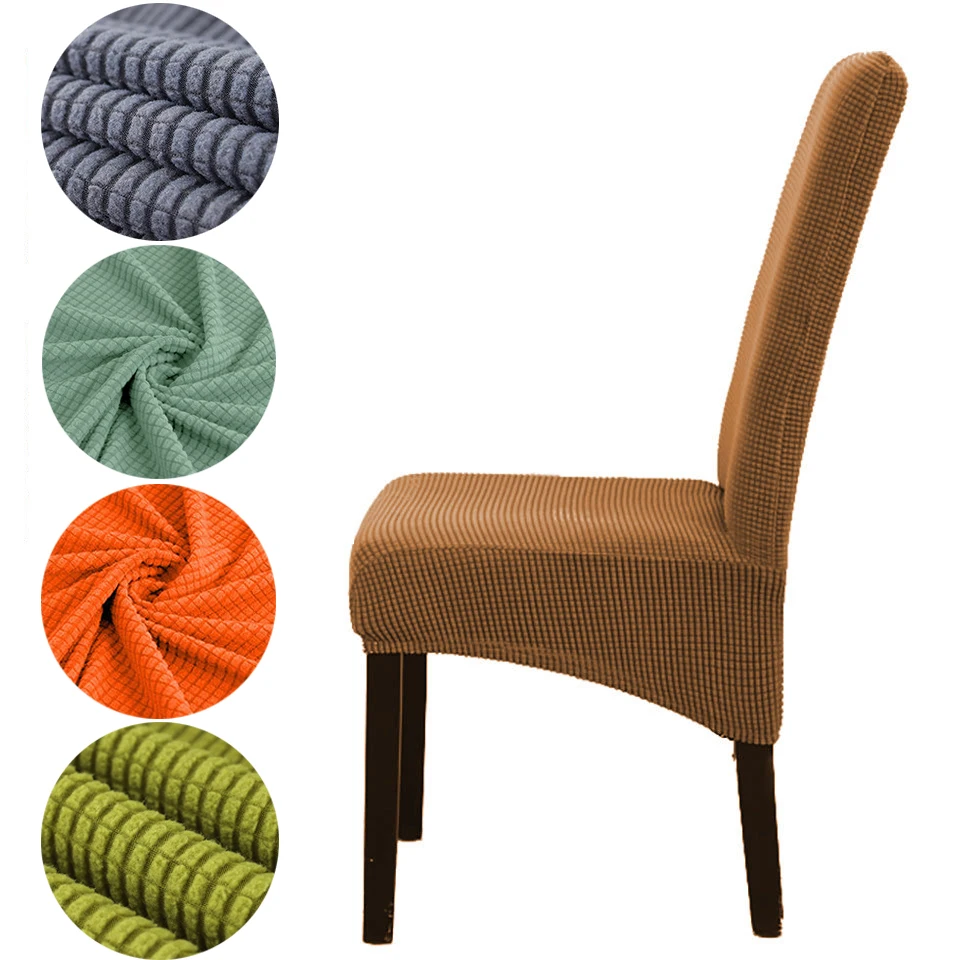 

Большие размеры, флисовые чехлы на стулья, эластичные чехлы из спандекса с высокой спинкой для гостиницы, столовой, гостиной