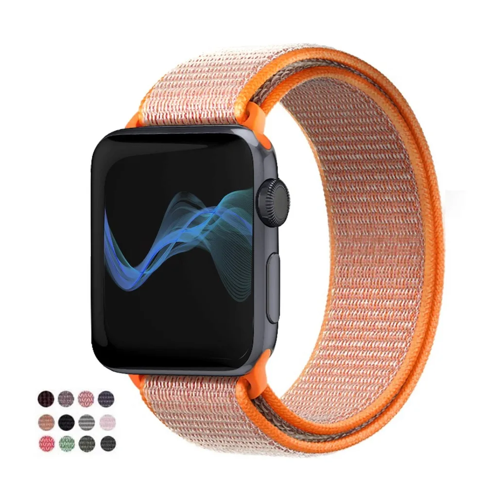 Ремешок для наручных часов Apple Watch 4 серии 3/2/1 38 мм 42 мм мягкий нейлон дышащий сменный ремешок Спортивные петли для наручных часов iwatch серии 4 40 мм 44 мм
