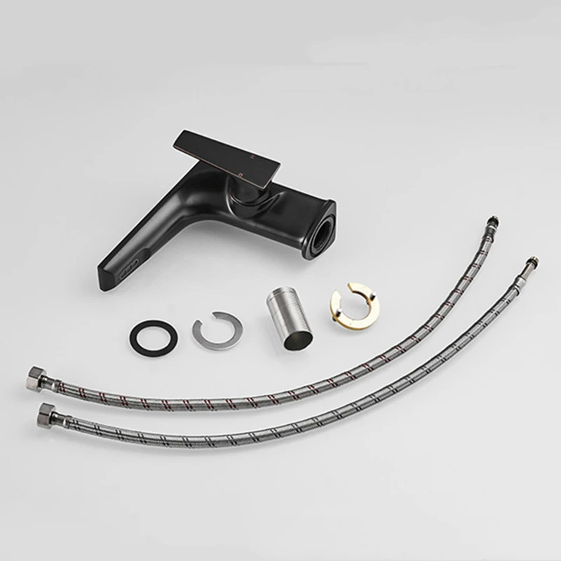 Смесители для раковины Черный/Хромированный медный смеситель с одной ручкой