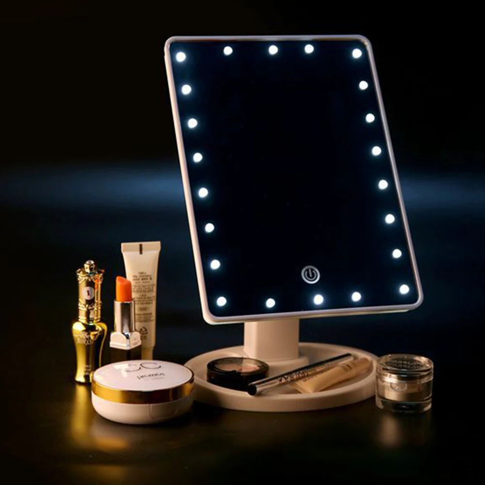 

LED Makeup Mirror 22/16 LED Light HD Touch Screen 1X 10X Bright Adjustable USB Battery Operated Cosmetic Mirror Night Light