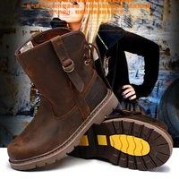 mens fashion outdoor leisure riding boots large size non slip leather boots casual men and women long leather boots