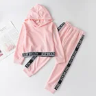 Комплект одежды для активного отдыха для девочек, топ с капюшоном и штаны для маленьких девочек на весну и осень, комплект из 2 предметов, детские костюмы с милым принтом и бантом