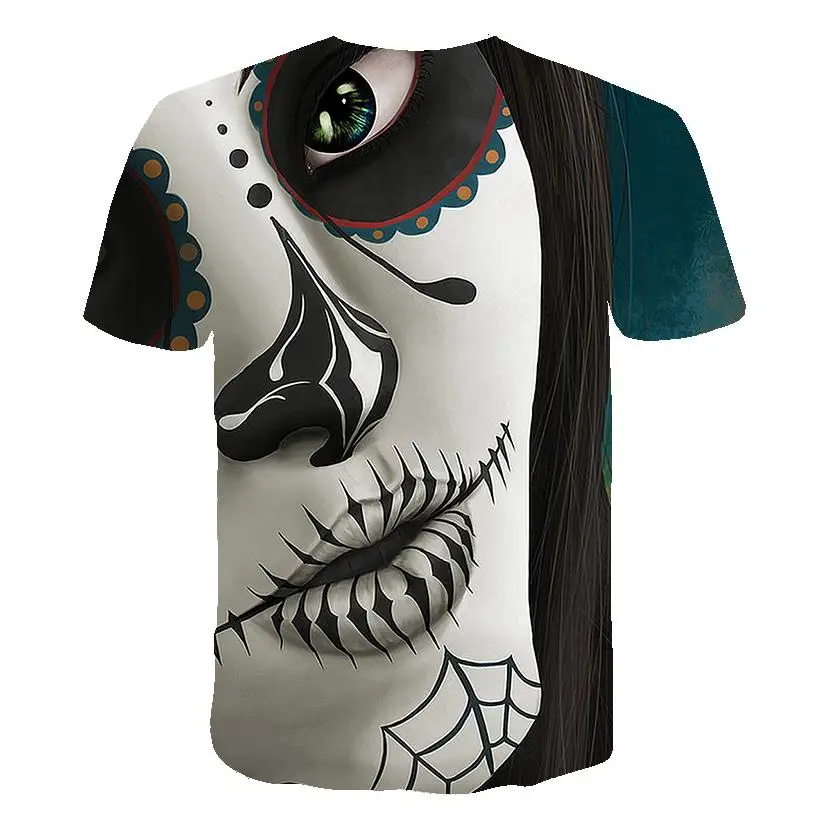 

2021 Skull 3D printed men's T-shirts play colorful and interesting short-sleeved T-shirts for men and women 3D printed T-shirts