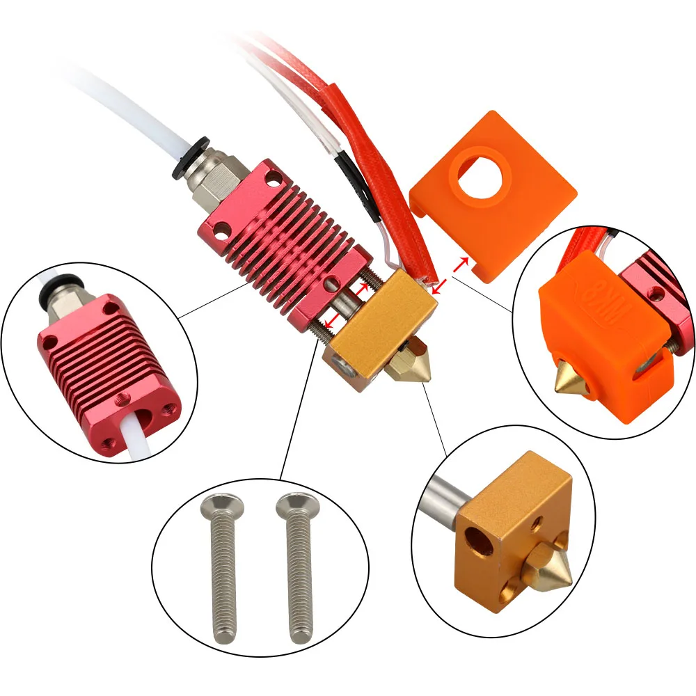 Собранный 1 75 мм Экструдер Hotend kit алюминиевый тепловой блок для 3D принтера