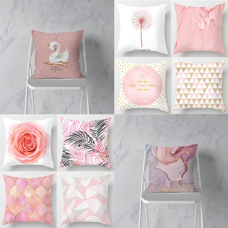 

Nordic Geometric Pink Pillowcase Decorative Sofa Cushion Case Bed Pillow Cover Home Decor Car Cushion Cover Pillow Case 45*45Cm