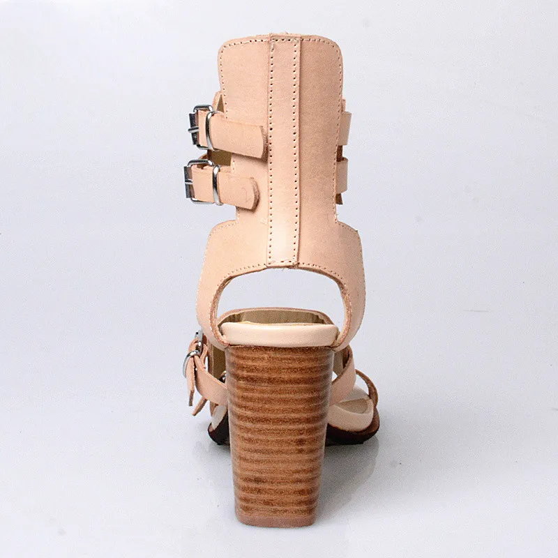 Босоножки женские из натуральной кожи сандалии-гладиаторы высокой массивной