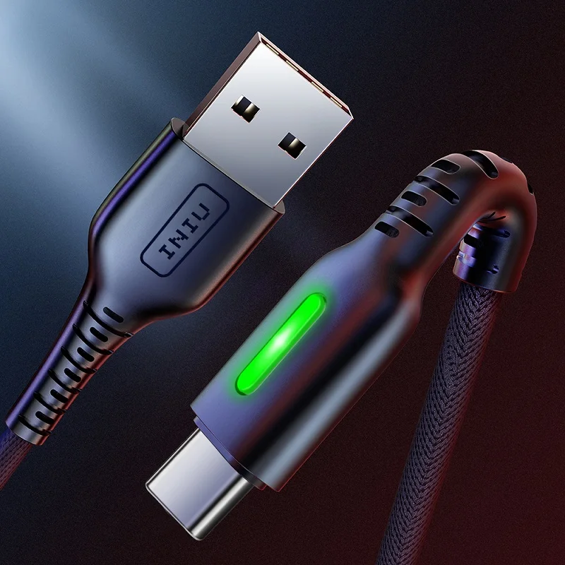 INIU 3A светодиодный usb type-C кабель для быстрой зарядки для Xiaomi mi 9T красный mi samsung S10 huawei usb ЗУ для мобильного телефона type-C шнур для передачи данных