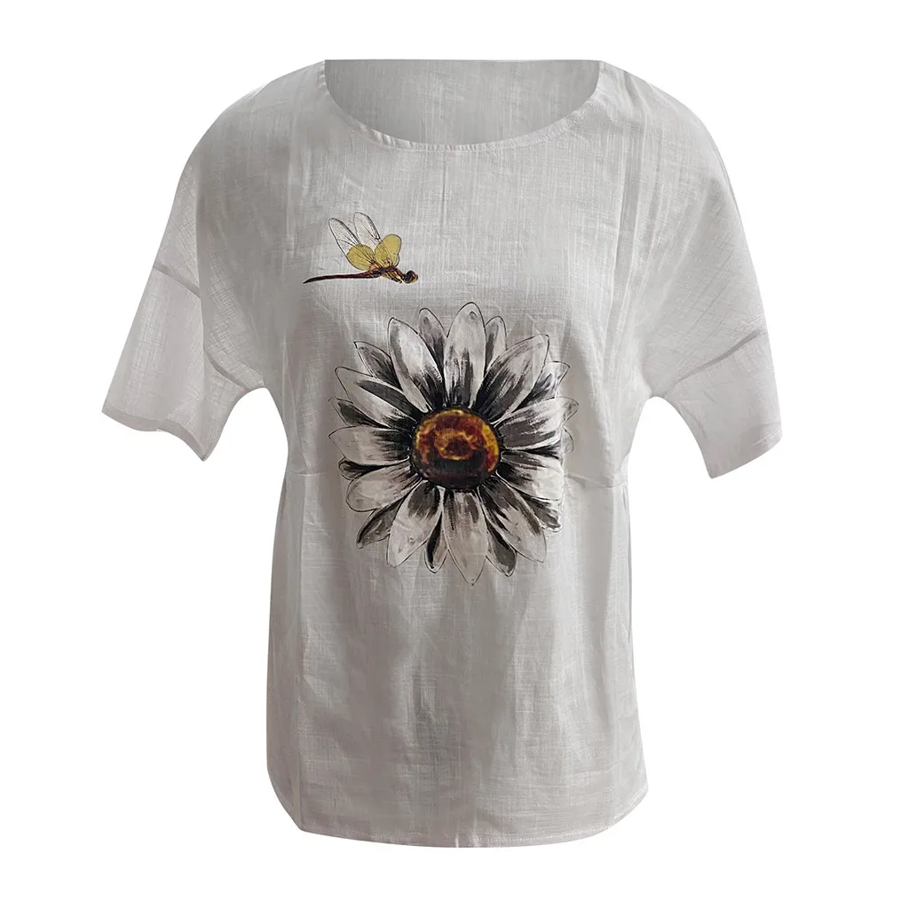 Модная белая блузка размера плюс 5xl для женщин Повседневная футболка с круглым