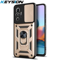 keysion shockproof ring case for redmi note 10 pro 10s 9 8 9t 9a k40 push pull camera protection phone cover for poco x3 nfc f3