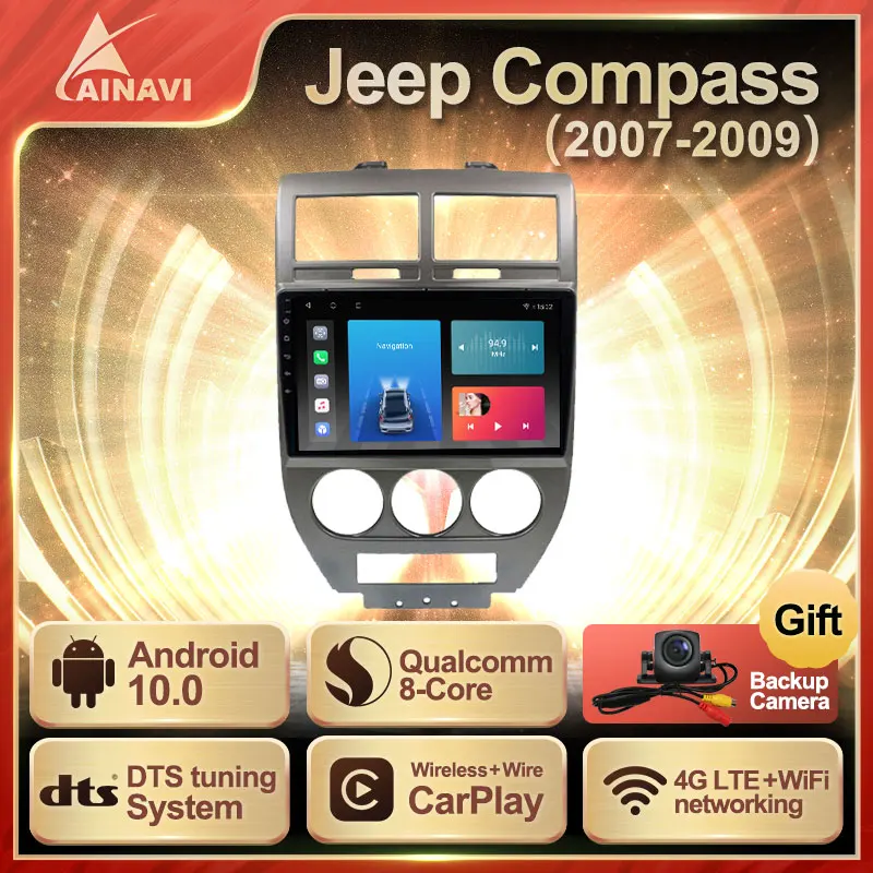 Автомобильный радиоприемник Android 10 0 QLED экран для Jeep Compass 2007-2009 автомобильный