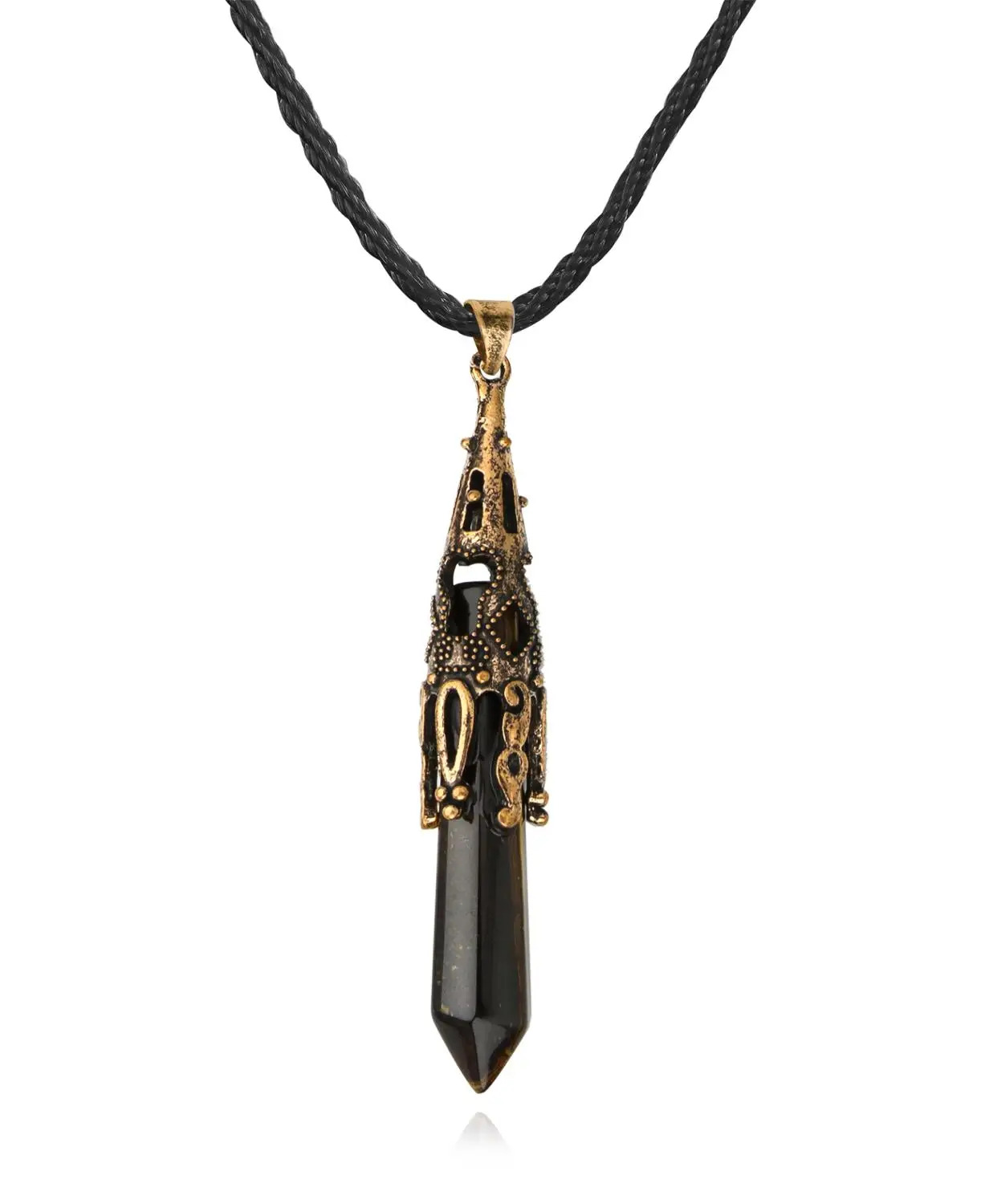 Ожерелье с подвеской в виде шестиугольной колонны из натурального хрустального