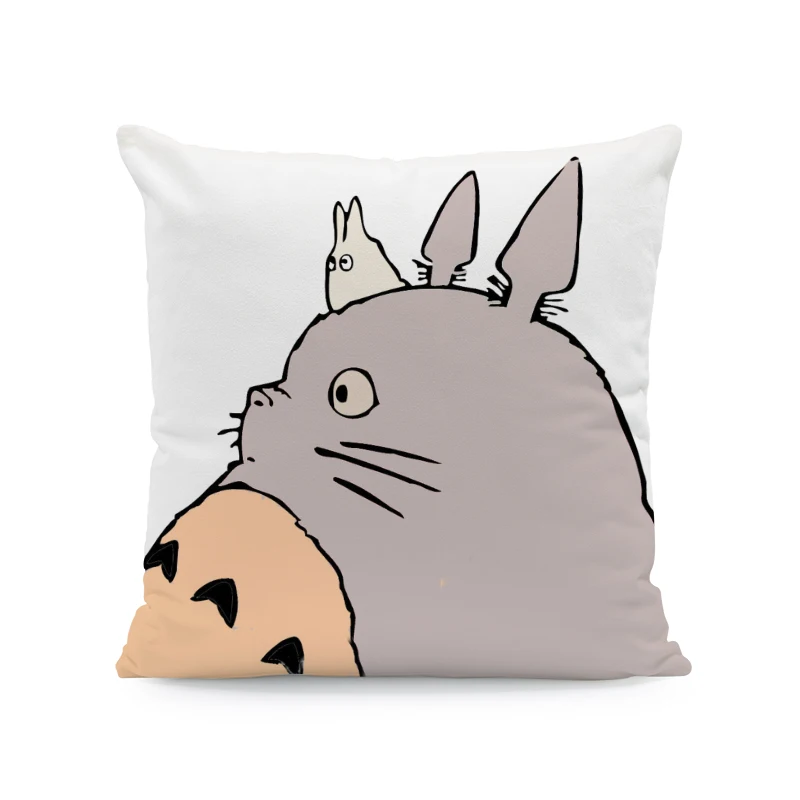 Милый мультяшный Тоторо чехол для подушки квадратной формы Бархатная наволочка