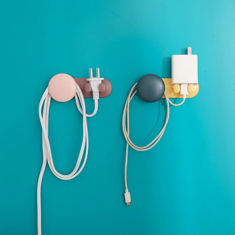 

4Pcs Plug Holder Hook Kitchen Household Non-punching Seamless Cable Organizer Storage Sticky Hook
