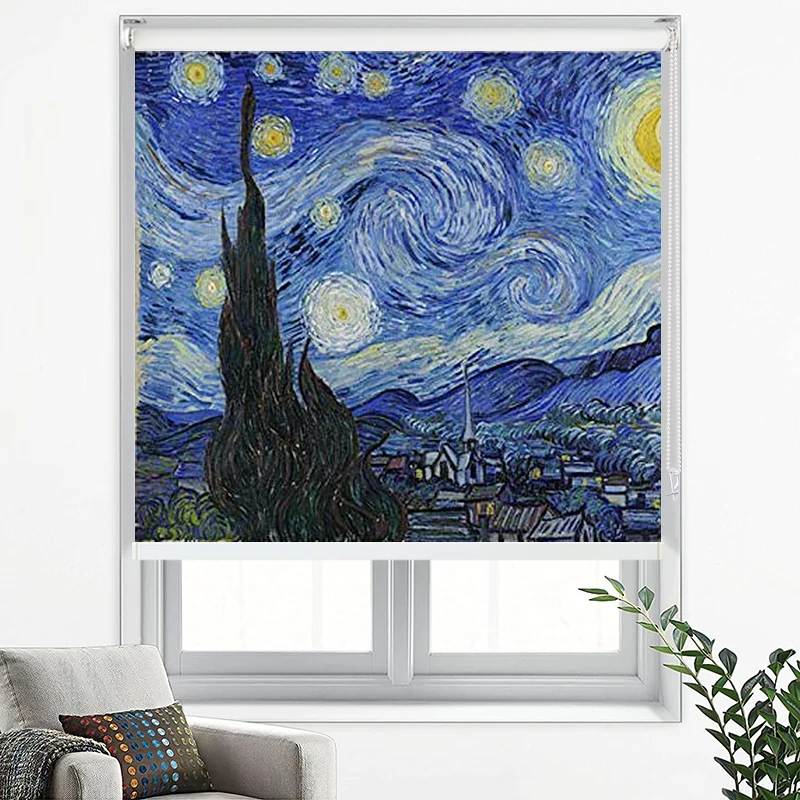 Пользовательские роликовые жалюзи Блэкаут окна Звездная ночь Винсент Ван Гоа