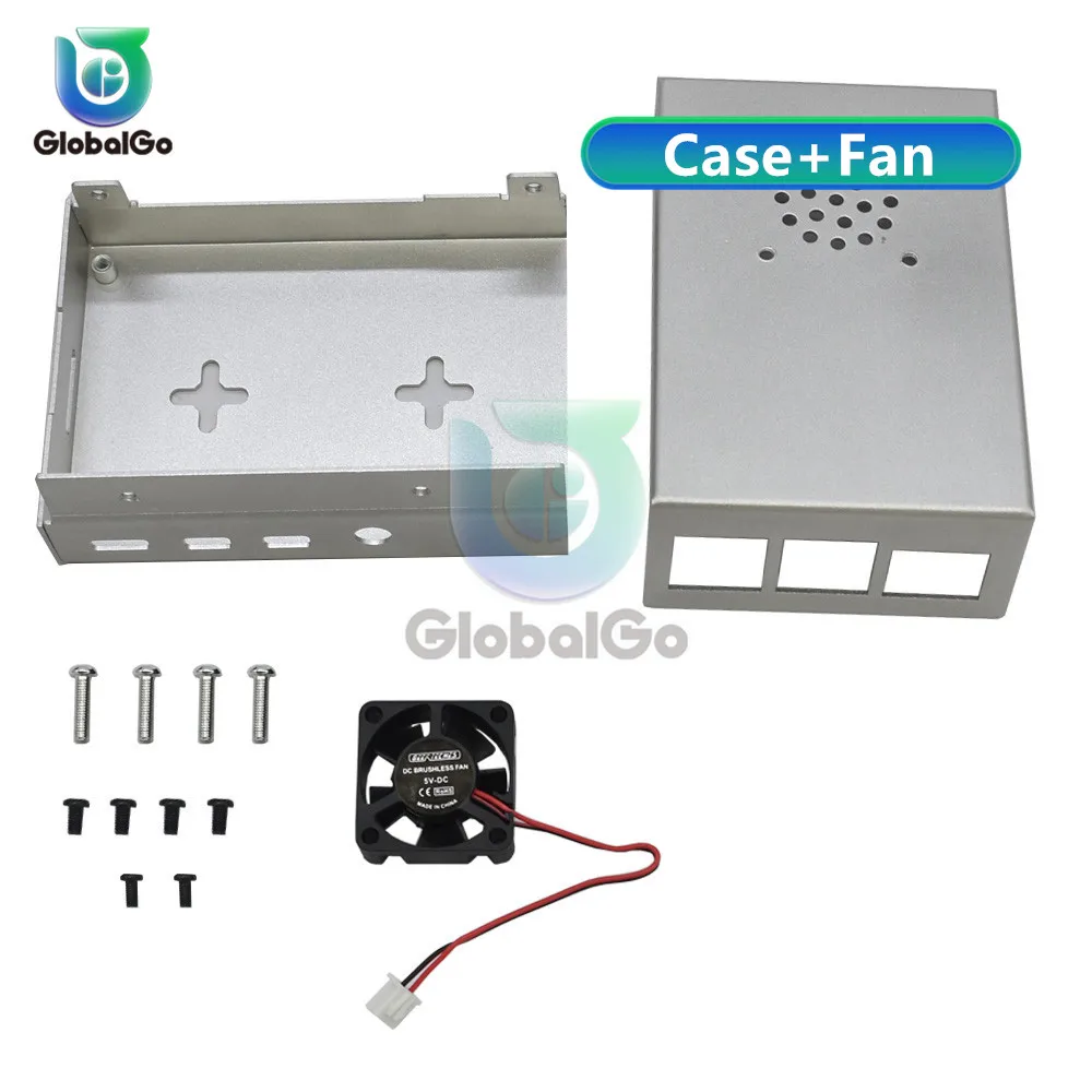 Case with fan Алюминиевый радиатор теплоотвод корпус охлаждающий кулер вентилятор радиатора отвертка для Raspberry Pi 4 V1 металлический защитный корпус Коробка Чехол - Цвет: Case with fan