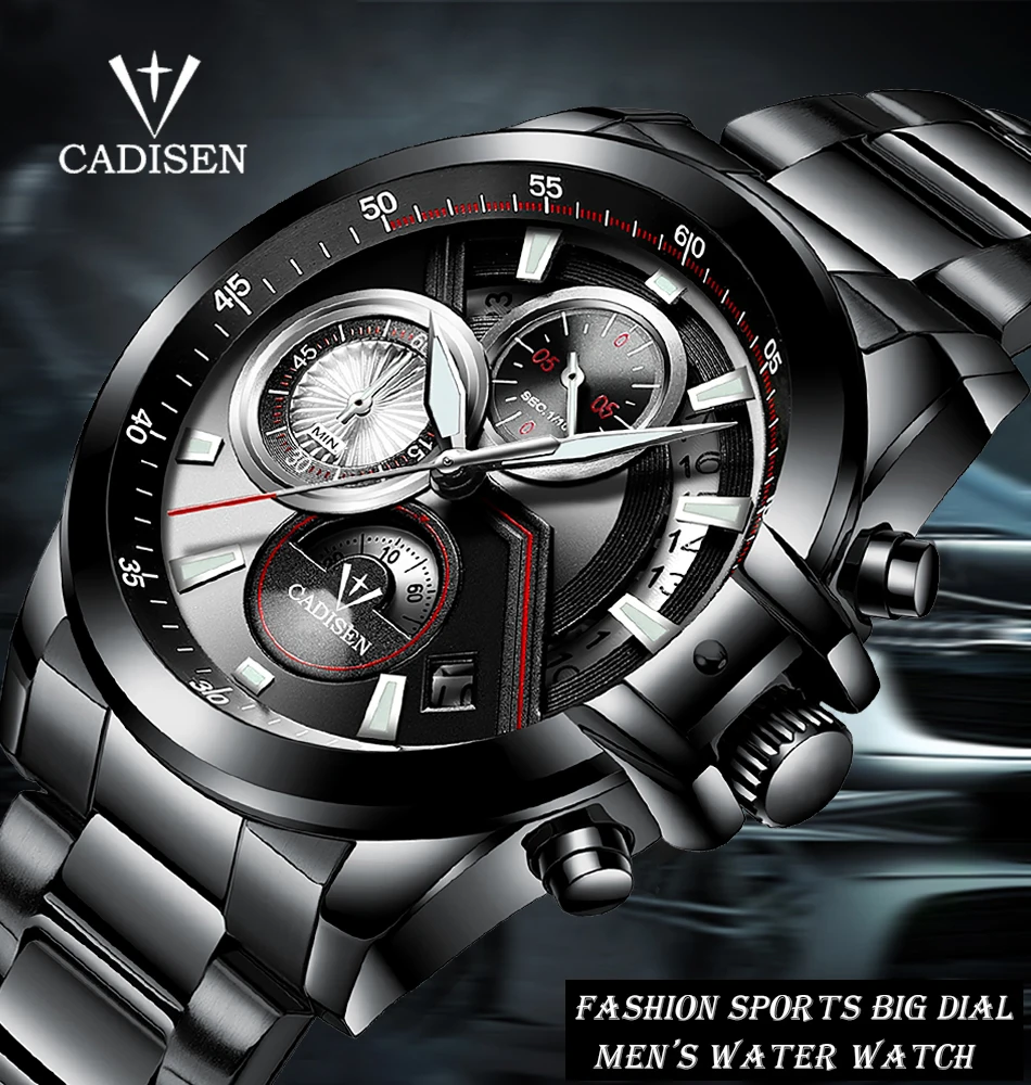 Мужские наручные часы CADISEN люксовый бренд военные водонепроницаемые мужские