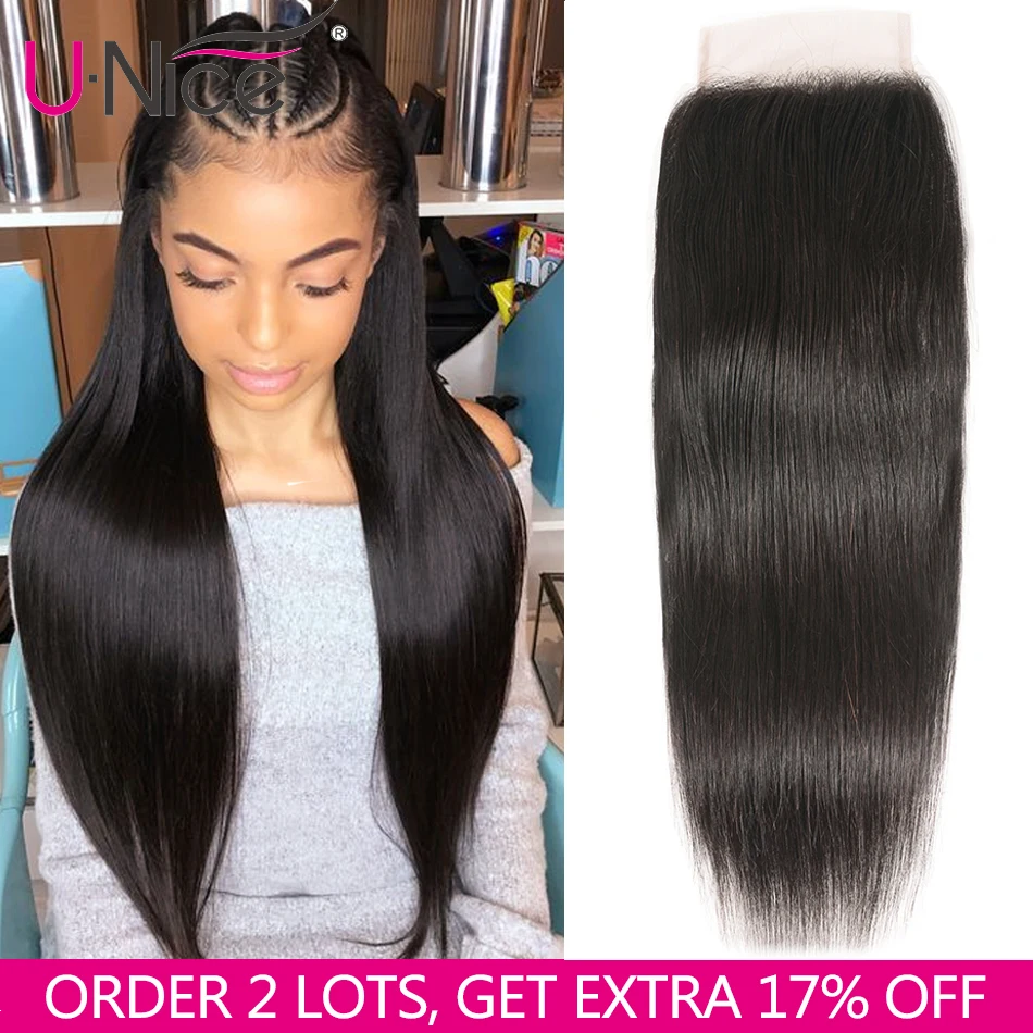 Волосы Unice бразильские прямые человеческие волосы на застежке предварительно