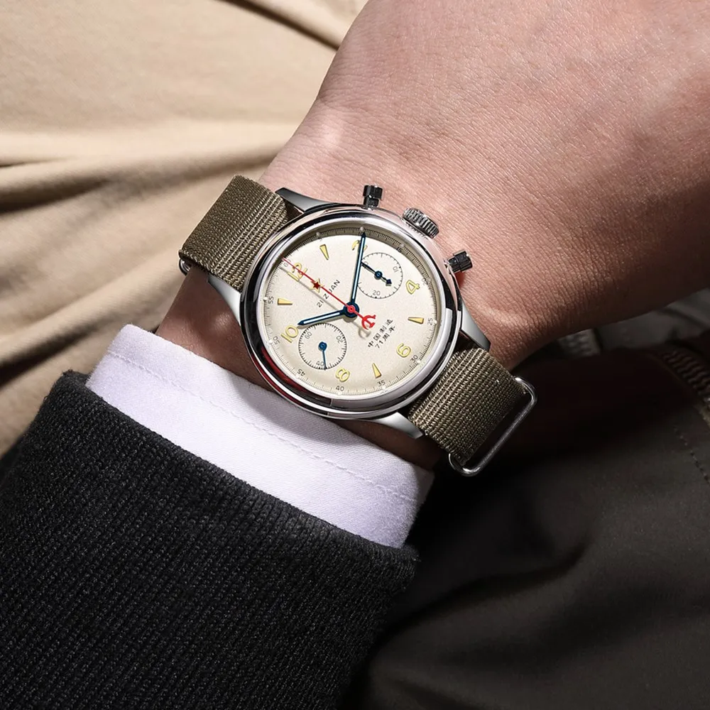 SEAKOSS Мужские механические 1963 Watch 38 мм НАТО нейлон ремешок Чайка движение пилота