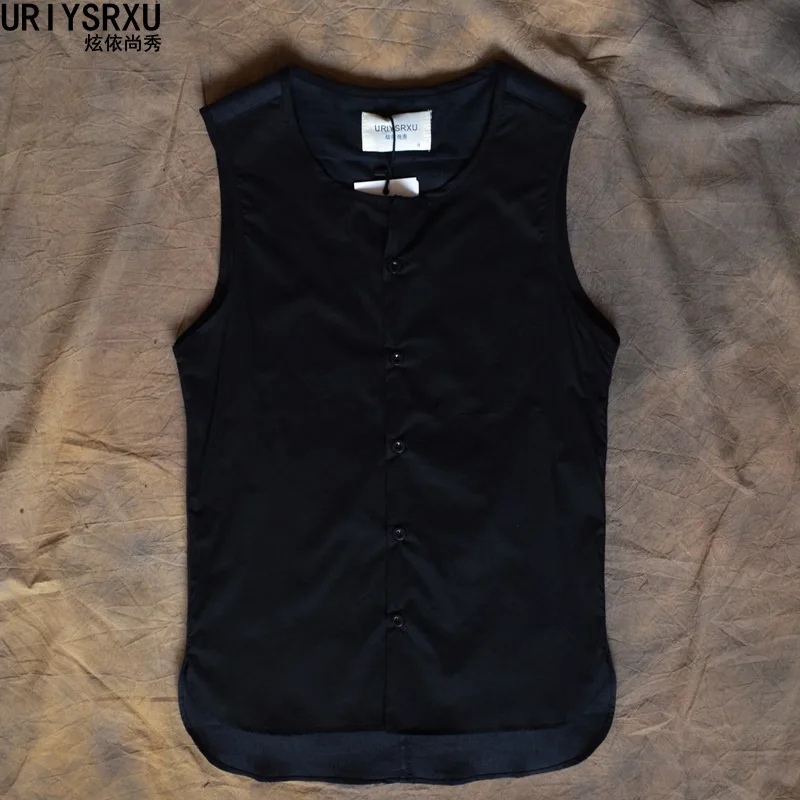 Передняя короткая задняя длинная льняная тонкая майка мужская рубашка без