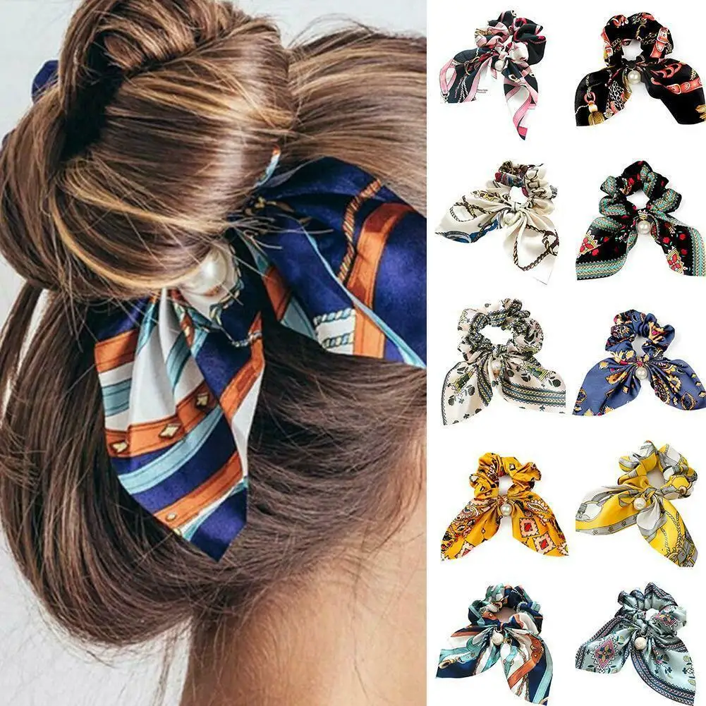 

Модная резинка для волос, веревка, шарф, галстуки для девочек, однотонный цветочный бант, Acc, лучшая эластичная резинка, аксессуары для волос