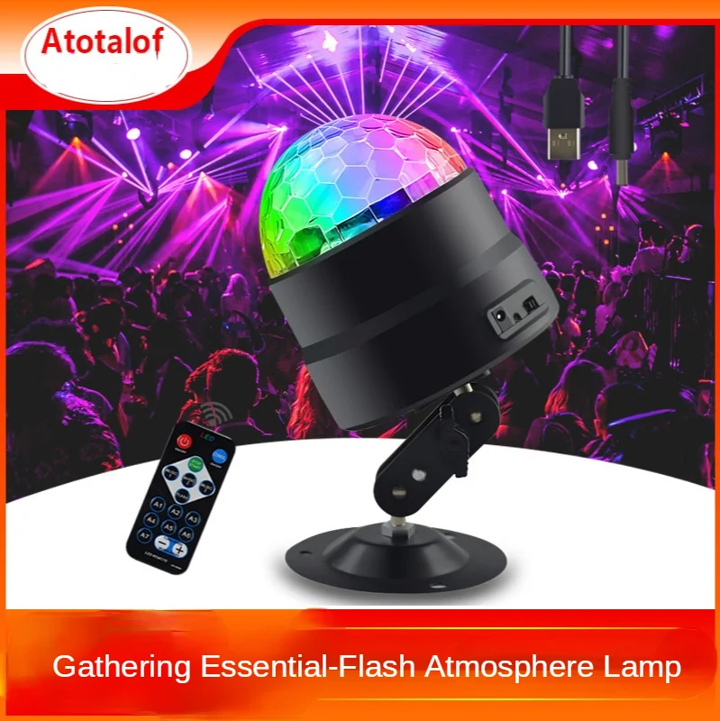 New DJ Voice Control USB Mini LED Stage Light Disco Family Birthday Party Crystal Small Magic Ball Light KTV Atmosphere Light