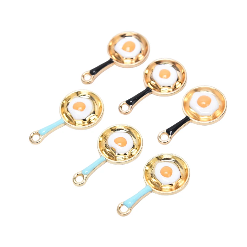 

10PCS Zinc Alloy Golden Enamel Omelette Sun Egg Pan Shape Charms 14MM For DIY Fashion Jewelry Finding Making Accessories New