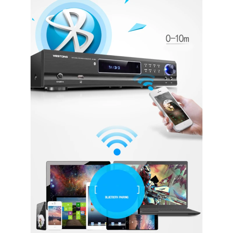KYYSLB AV-985 650 Вт 220 В 5,1 канал 4,0 Bluetooth усилитель для домашнего кинотеатра аудио высокой мощности Fever Ktv усилитель караоке с USB