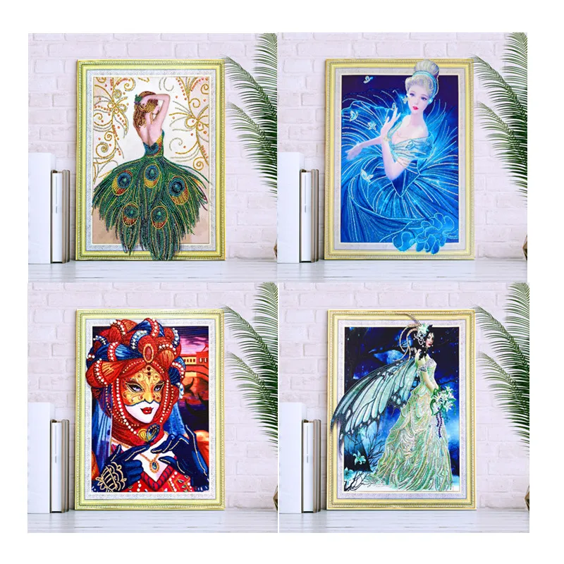 5D DIY Diamond Painting Character Animal Pattern Special Shape Cross Stitch Crystal Round Mosaic | Дом и сад