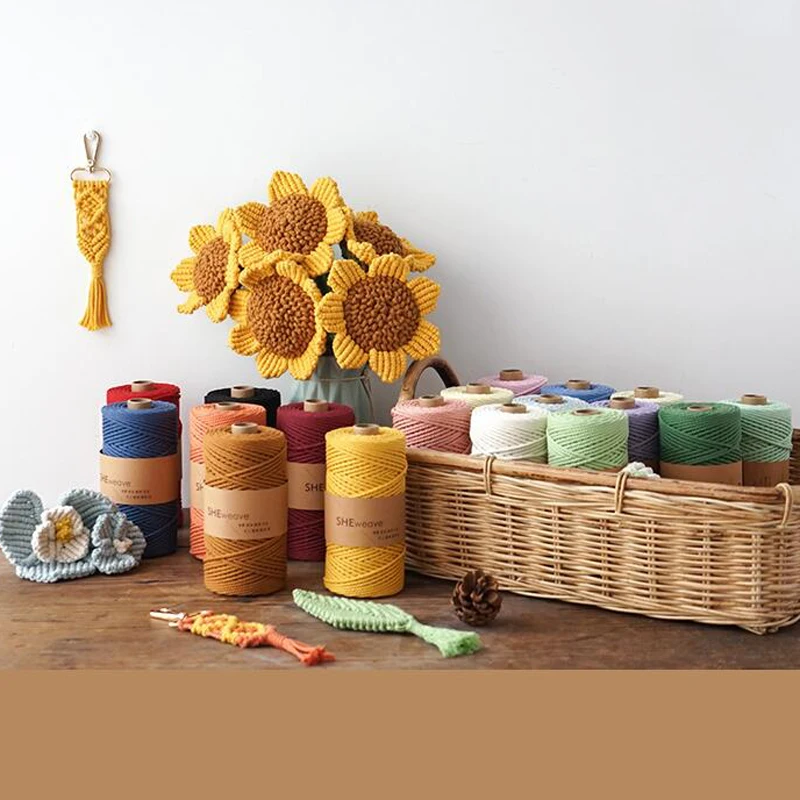 

Macrame Crod 3mm Colorful Rope 3 Strand Twisted Macrame String 100% Cotton 100m Wall Hanging Plant Hanger DIY Craft