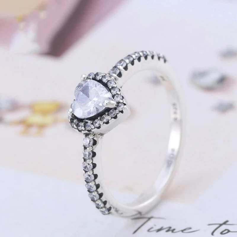 

100% 925 Sterling Silver Pan Ring New Sublime Heart-shaped Overlay Ring For Women Wedding Party Gift Fashion Jewelry