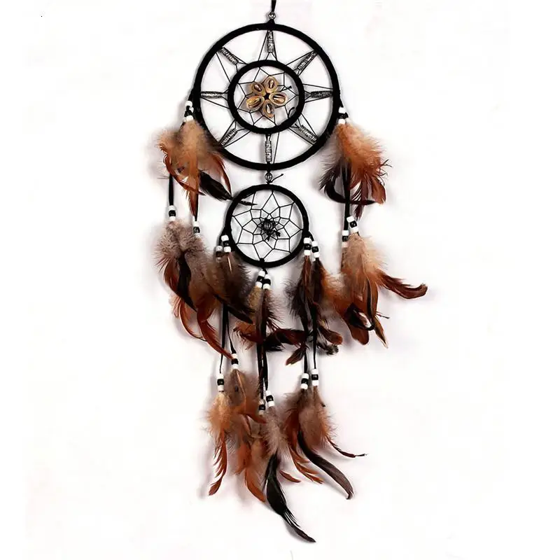 

Feather Crafts Dream Catcher Brown Wind Chimes Handmade Dreamcatcher Net for Wall Hanging Car Home Decorationbalcony Decorations