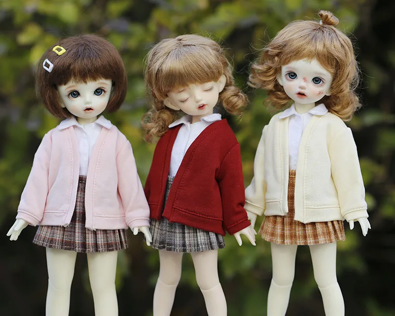 

Одежда для куклы BJD, подходит для размера 1-6, кардиган, Униформа, Матросская униформа, школьная форма, рубашка, плиссированная юбка, аксессуар...