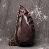 vintage men genuine leather chest bag designer business messenger shoulder bag outdoor luggage men crossbody bag