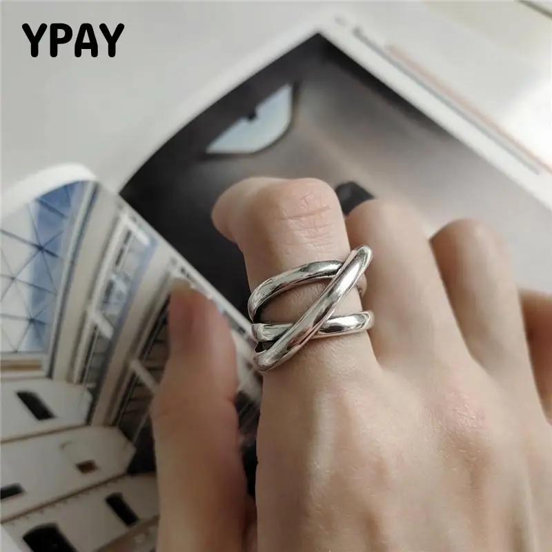 YPAY однотонные Регулируемые кольца из стерлингового серебра 925 пробы корейские