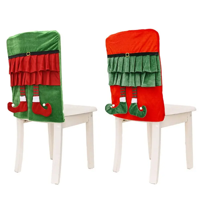 

2pcs/set Christmas Elf Decoracion Chair Back Cover for Dining Room Party Supplie E7CB