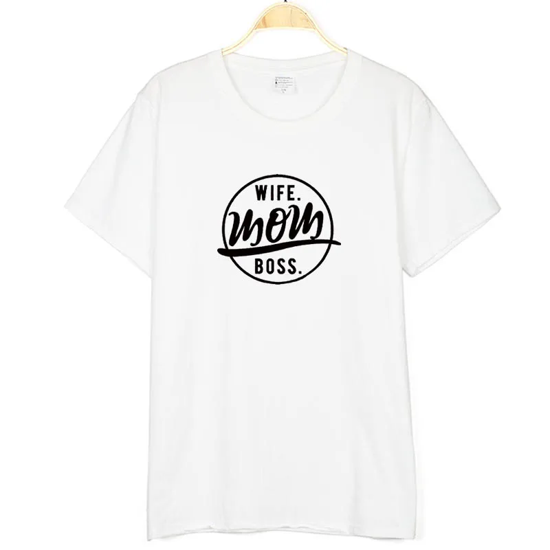 Женская футболка с надписью Mom Boss Модная хлопковая коротким рукавом Повседневная