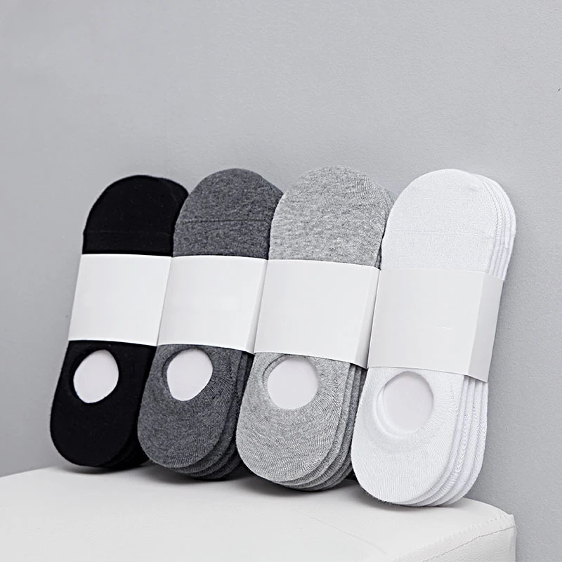 

10 PCS =5 pairs Men's Sock Set Cotton Breathable pan Summer black socks Solid colour commercial socks size EU 44 46