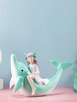 mint whale girl green desk decoration figurines decoration home decor fairy garden home decoration accessories for living room