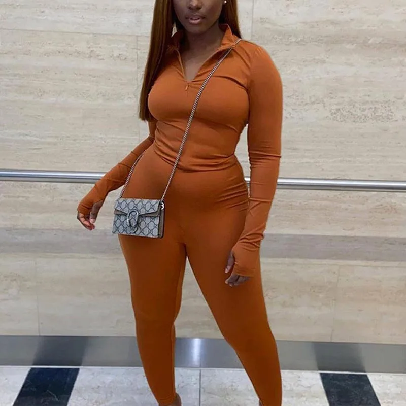 

Casual 2021 Winter Women Fitness Tracksuit Sports Solid Long Sleeve Crop Tops Zipper Pencil Pants 2 Two Piece Sets For Female