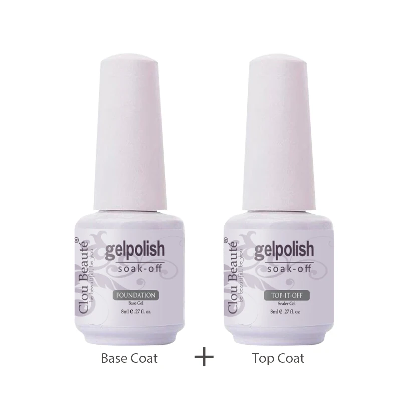 Base and Top Coat Clou Beaute Базовое покрытие верхнее покрытие УФ-гель для ногтей 8 мл, Прозрачный Цветной Гель-лак для ногтей - Цвет: Base and Top Coat